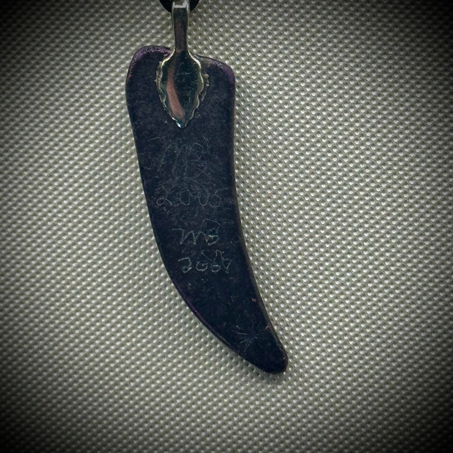 Artist Signed Dichroic Glass Pendant on Silk Cord #06