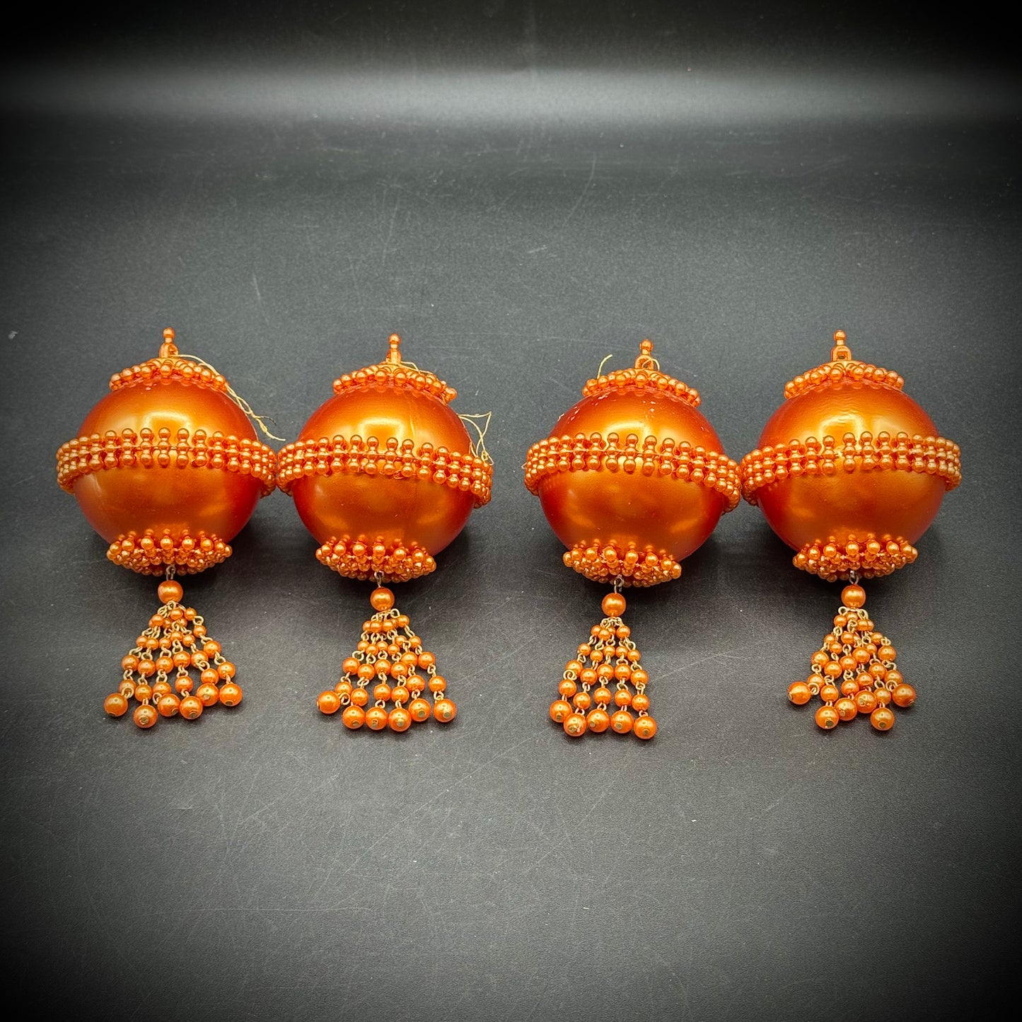 Set of 4 1960s Orange Ball Ornaments