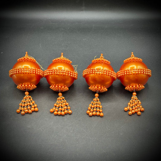 Set of 4 1960s Orange Ball Ornaments