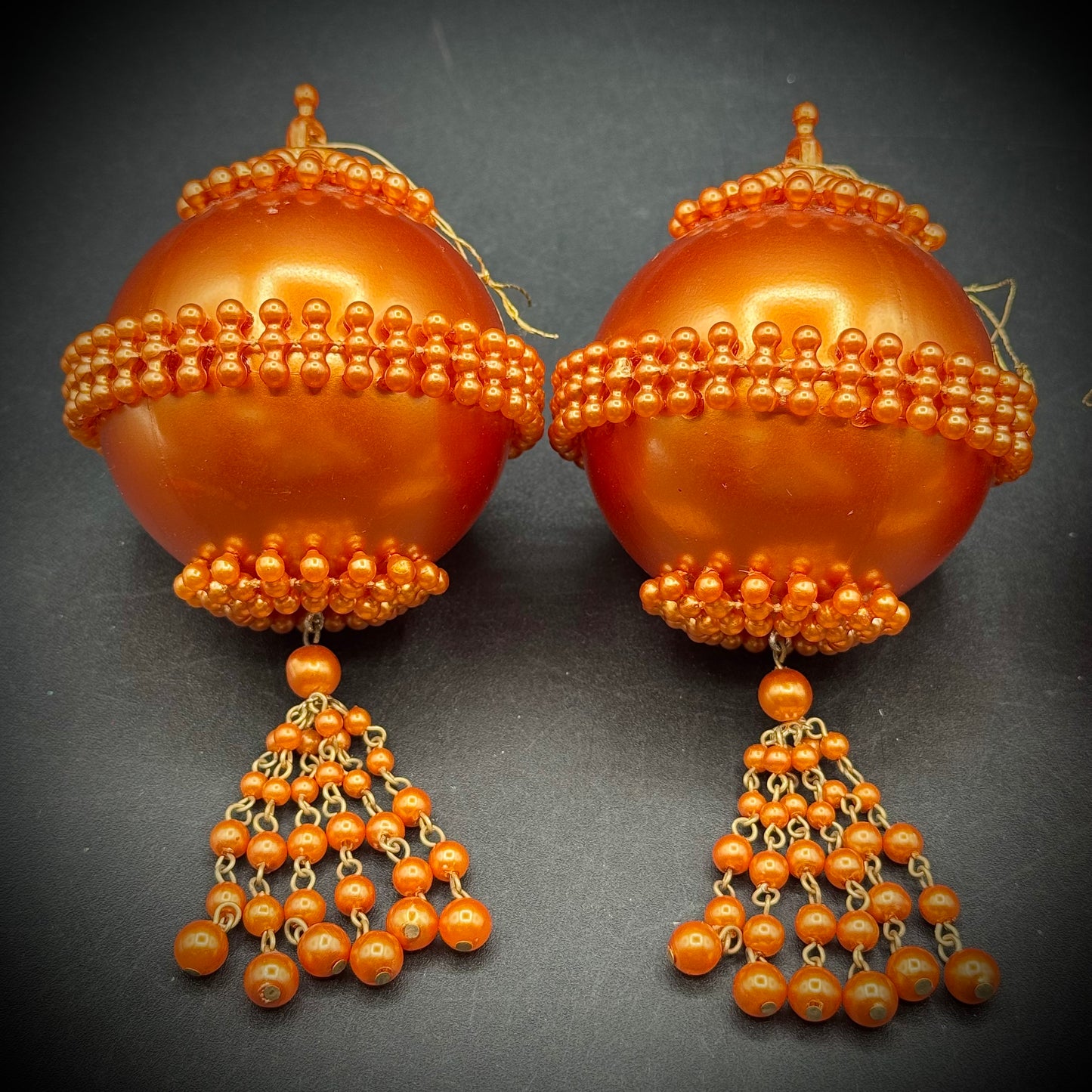 Set of 4 1960s Orange Ball Ornaments