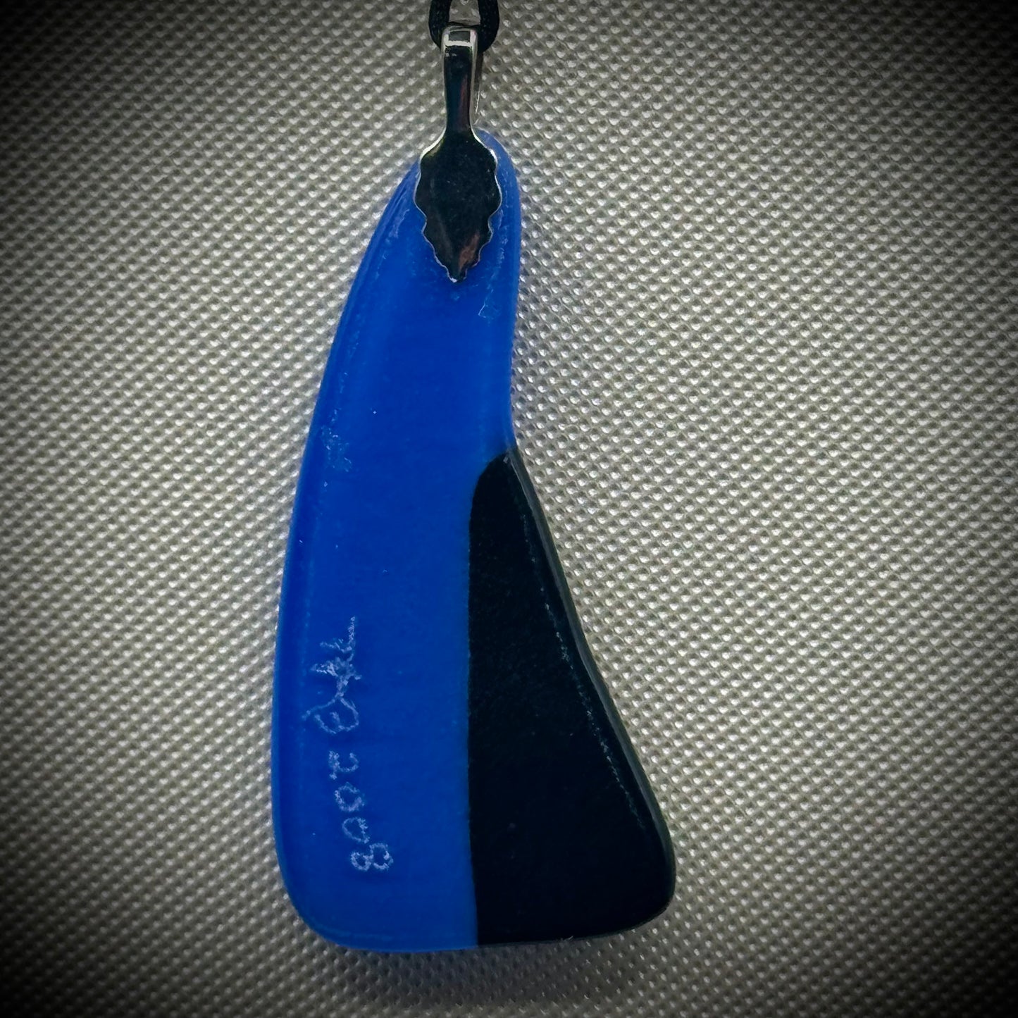 Artist Signed Dichroic Glass Pendant on Silk Cord #10