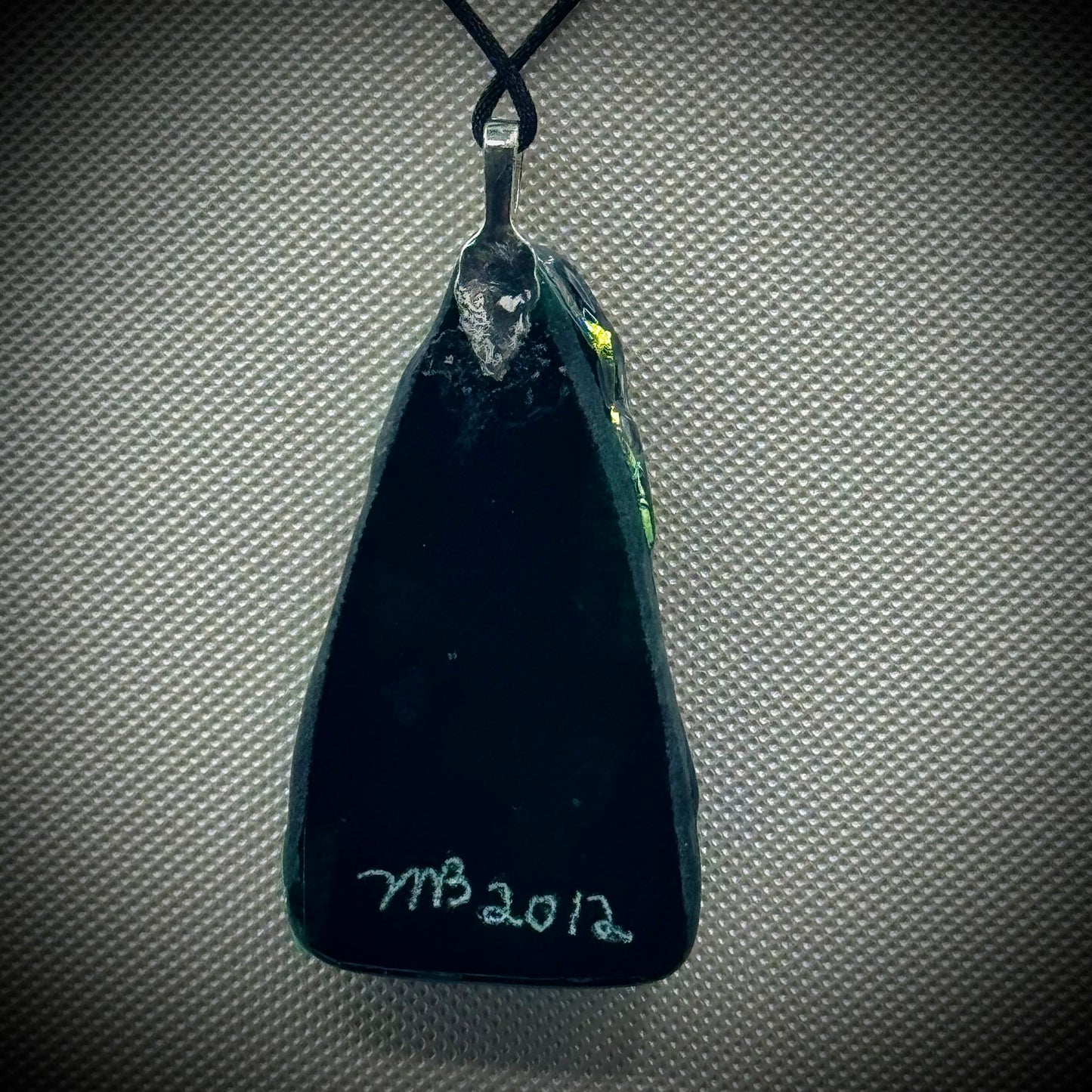 Artist Signed Dichroic Glass Pendant on Silk Cord #11