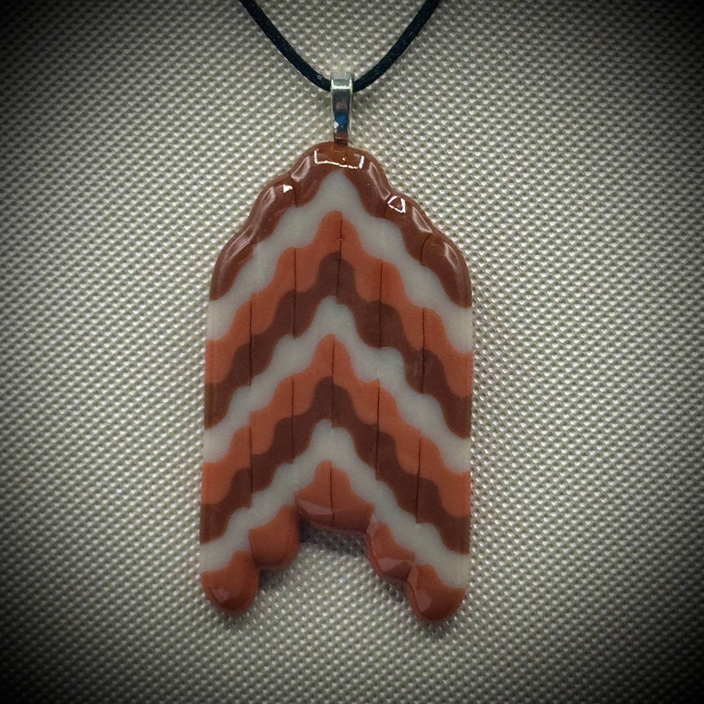 Artist Signed Dichroic Glass Pendant on Silk Cord #12