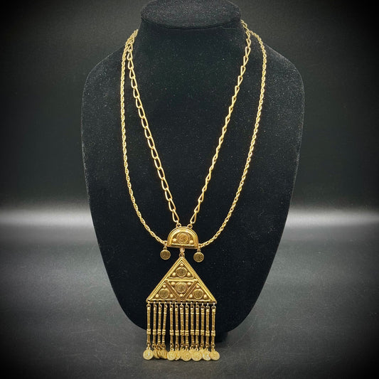 Egyptian Revival Gold Necklace with Napoleonic Coins