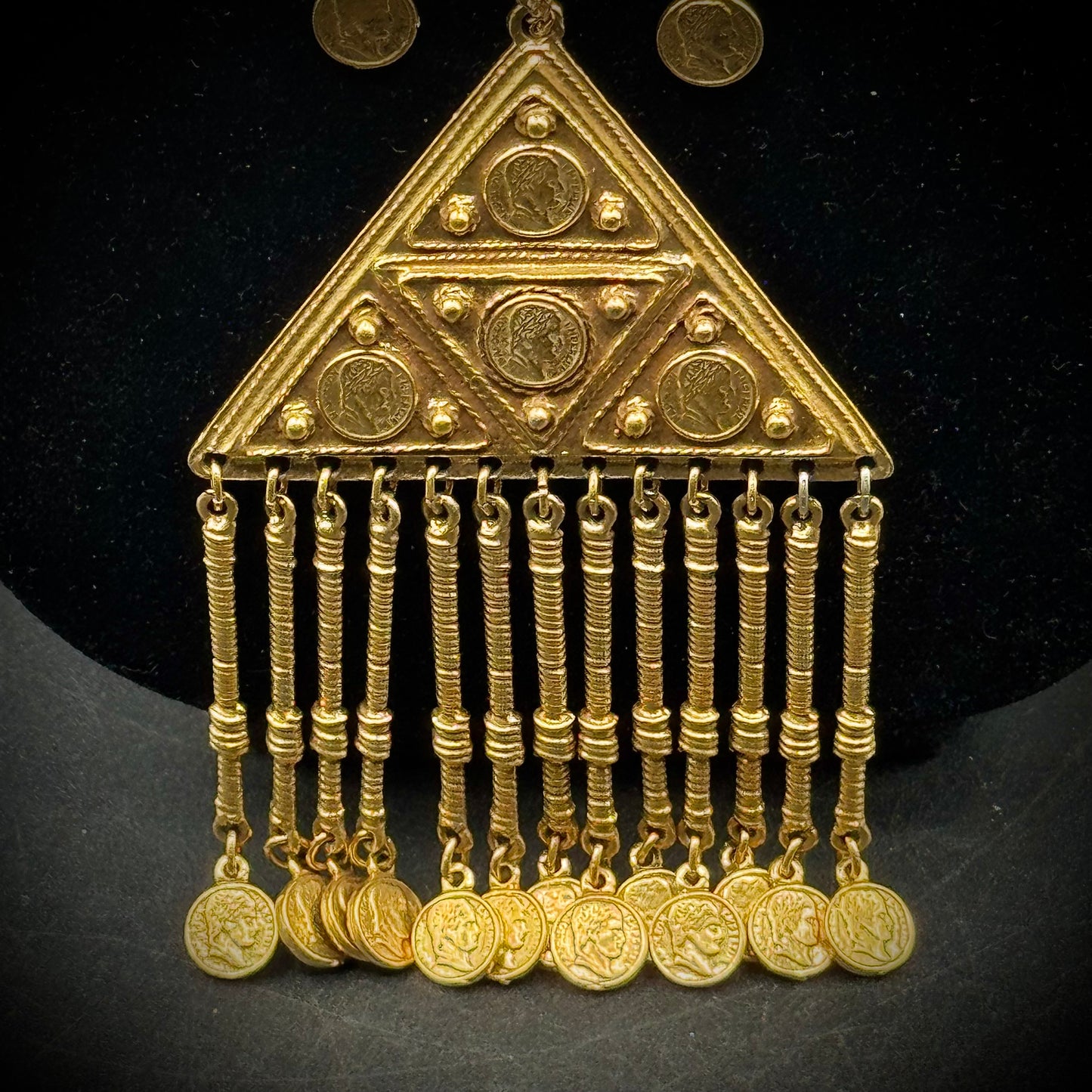 Egyptian Revival Gold Necklace with Napoleonic Coins