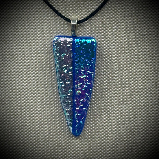 Artist Signed Dichroic Glass Pendant on Silk Cord #15