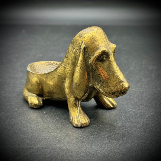 Vintage 1930s Brass Ronson Art Metal Works Bassett Hound Desk Ornament