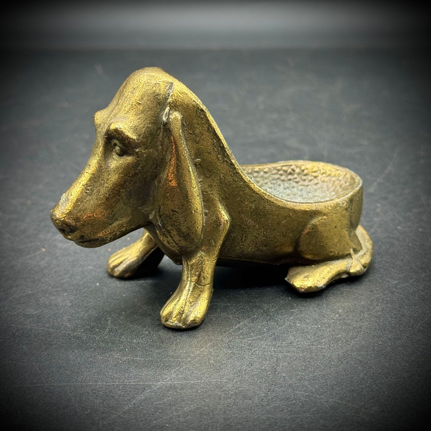 Vintage 1930s Brass Ronson Art Metal Works Bassett Hound Desk Ornament