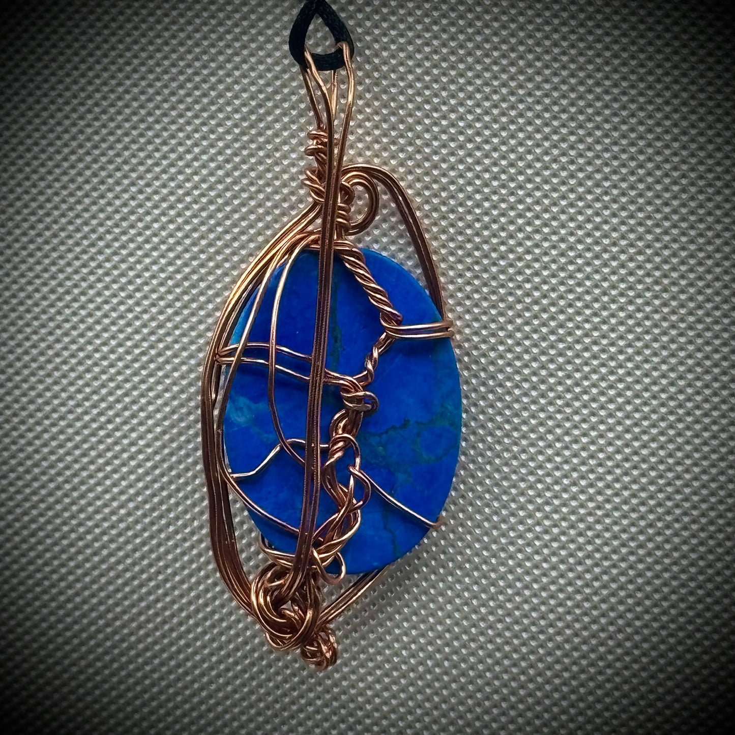 Genuine Lapis Lazuli Artisan Made Pendant on Black Silk Cord