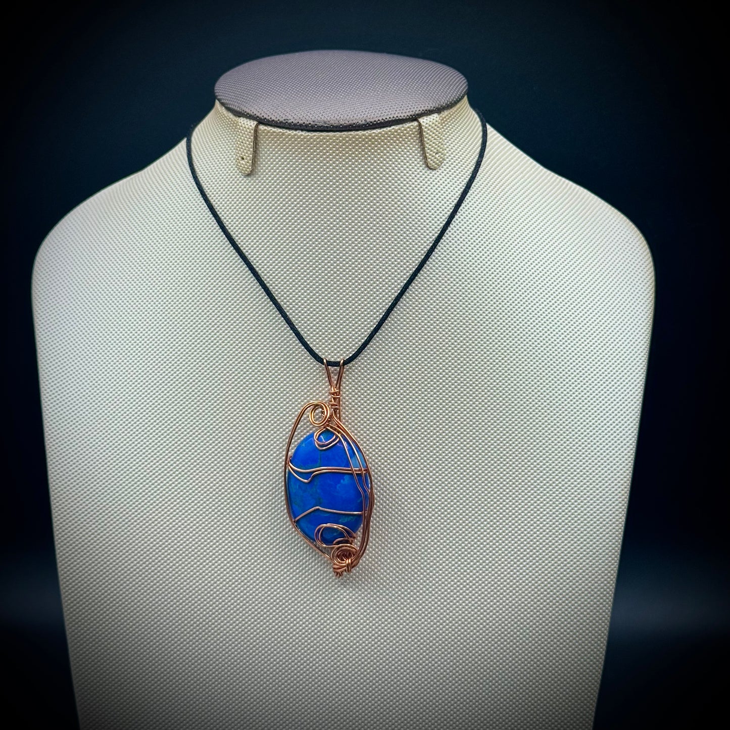 Genuine Lapis Lazuli Artisan Made Pendant on Black Silk Cord