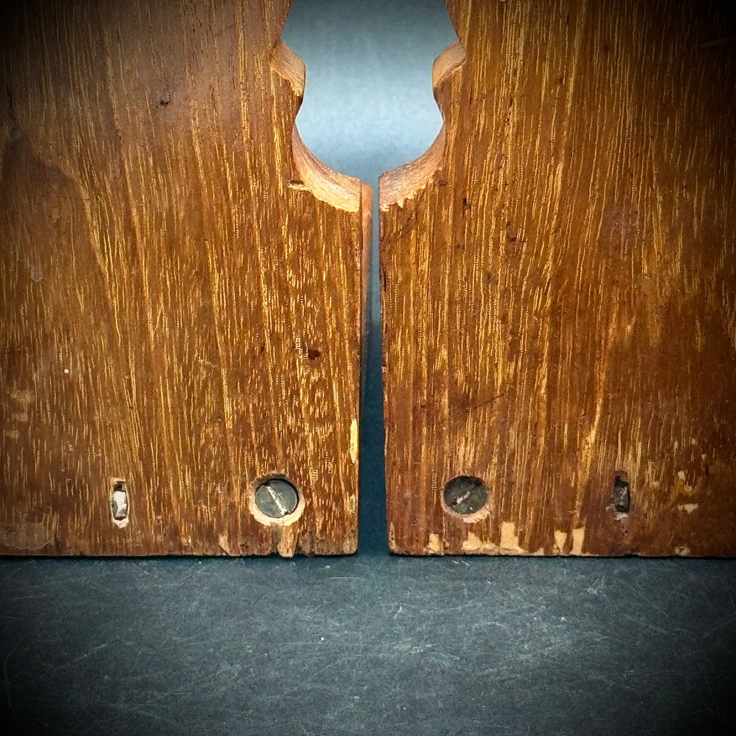 Antique Wood Carved Elephant Bookends