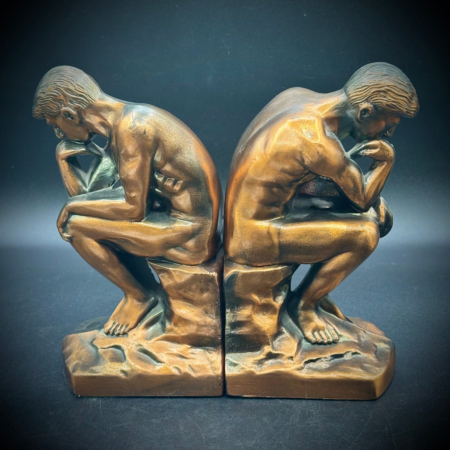 Antique 1928 Auguste Rodin's "The Thinker" Bookends
