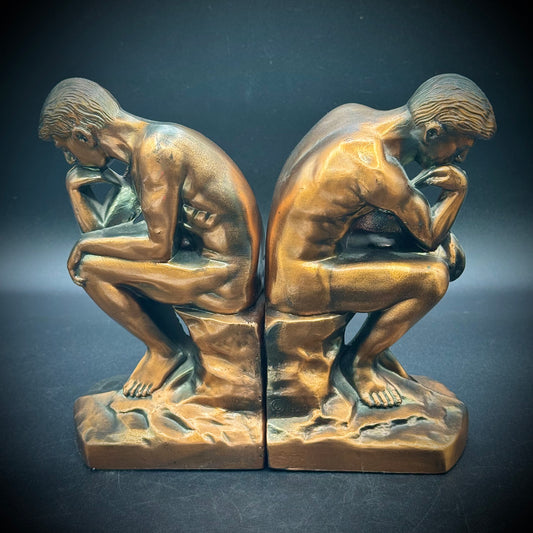 Antique 1928 Auguste Rodin's "The Thinker" Bookends
