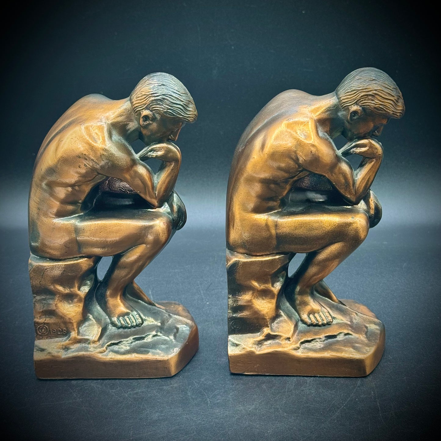 Antique 1928 Auguste Rodin's "The Thinker" Bookends