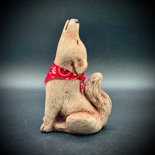 Animal Accents Pueblo, Colorado Ceramic Howling Wolf with Scarf