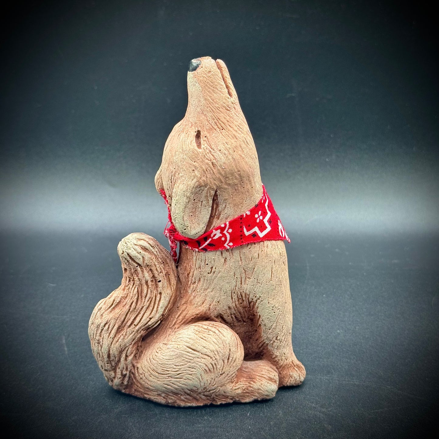 Animal Accents Pueblo, Colorado Ceramic Howling Wolf with Scarf