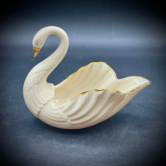 Vintage Lenox USA Gold Dipped Bill Swan Trinket Dish