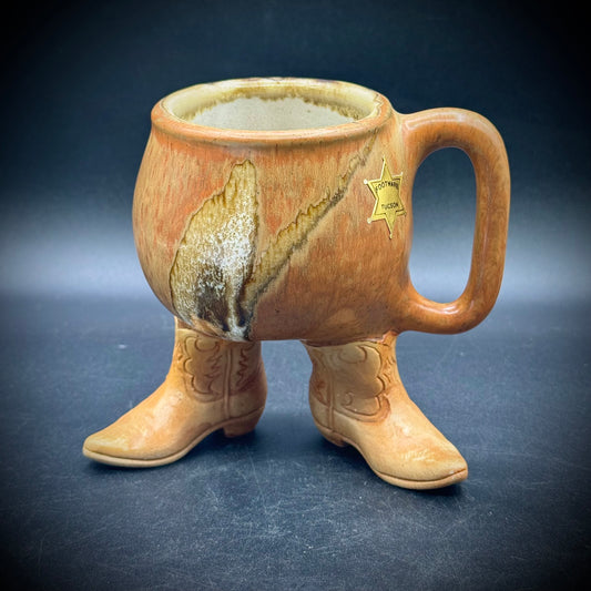 Vintage 1980 Five Bridges Ceramic Cowboy Boots Mug