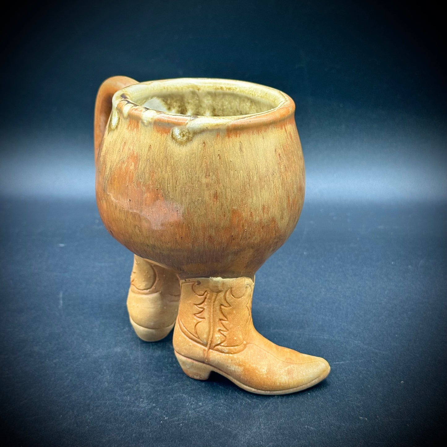 Vintage 1980 Five Bridges Ceramic Cowboy Boots Mug
