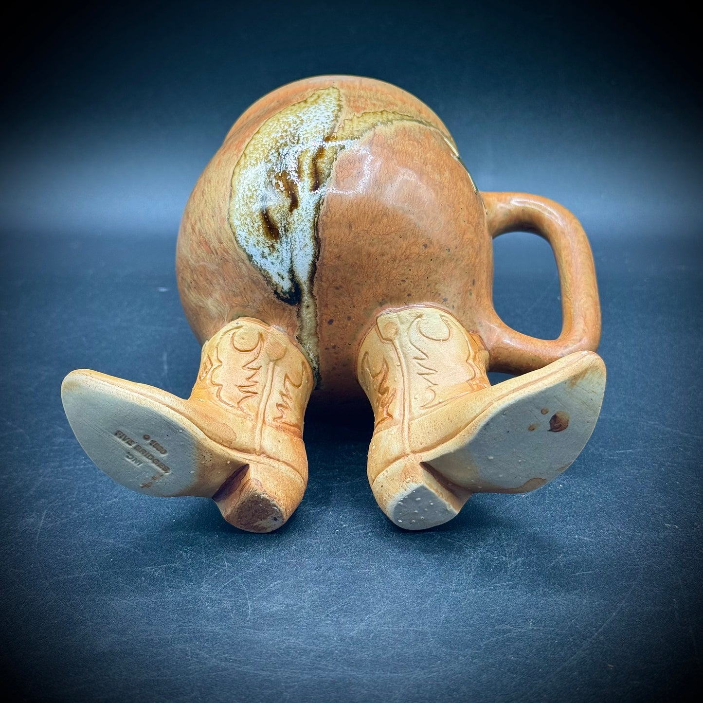 Vintage 1980 Five Bridges Ceramic Cowboy Boots Mug