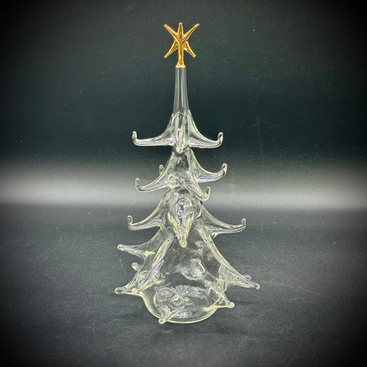 Italian Art Glass Blown Christmas Tree with Gold Star