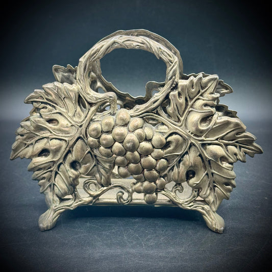 Vintage 1994 Godinger Silver Plate Grape Leaf Motif Napkin Holder