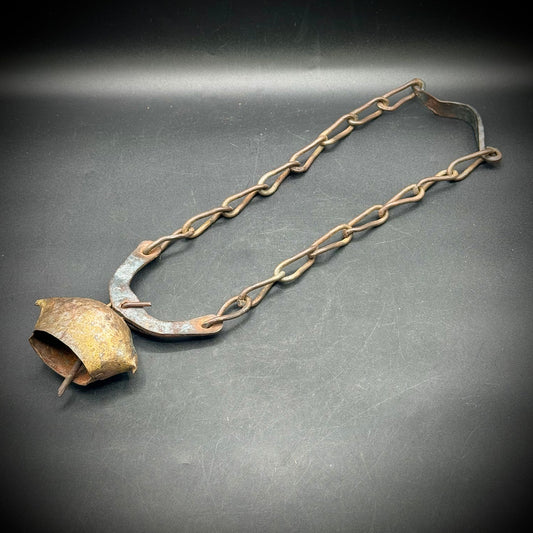 Antique Greek Metal Goat Bell on Chain