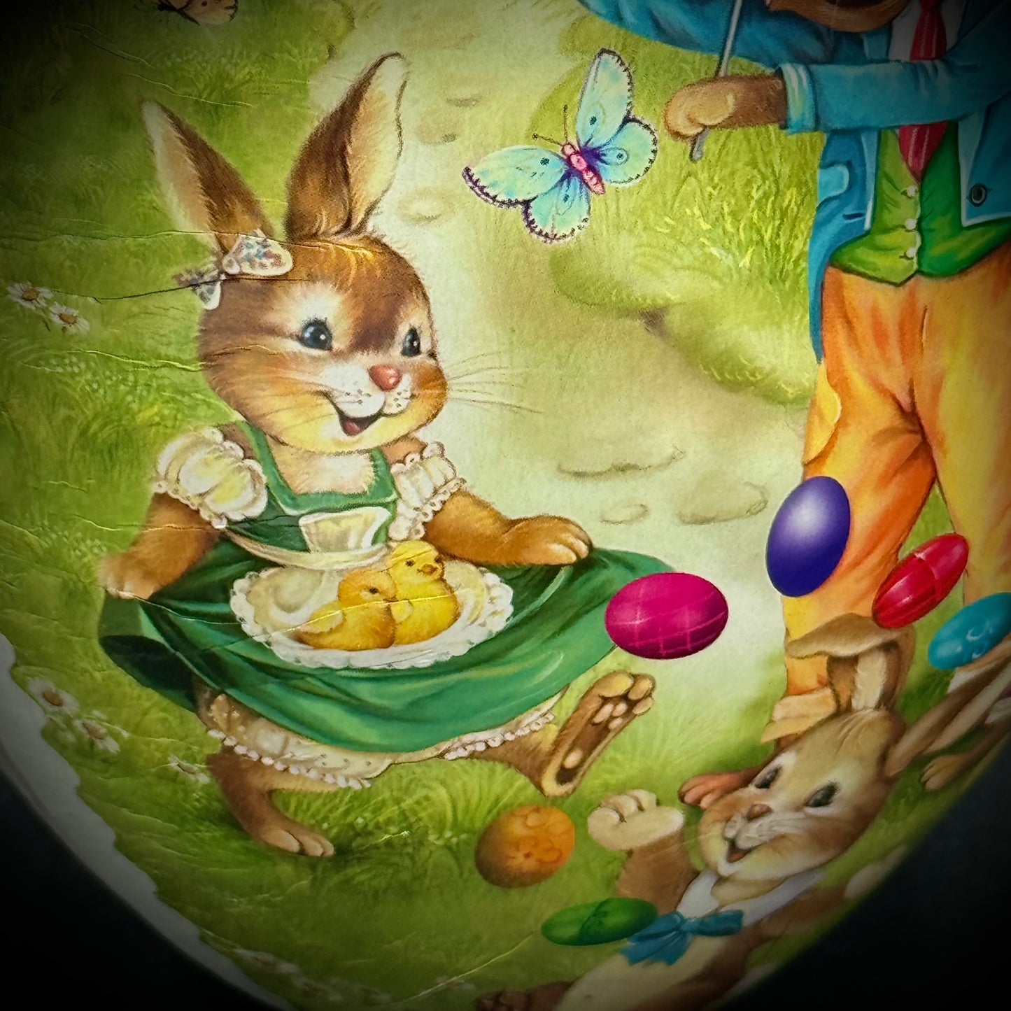 Vintage Nestler Germany Lidded Easter Egg - Whimsical Bunnies Motif