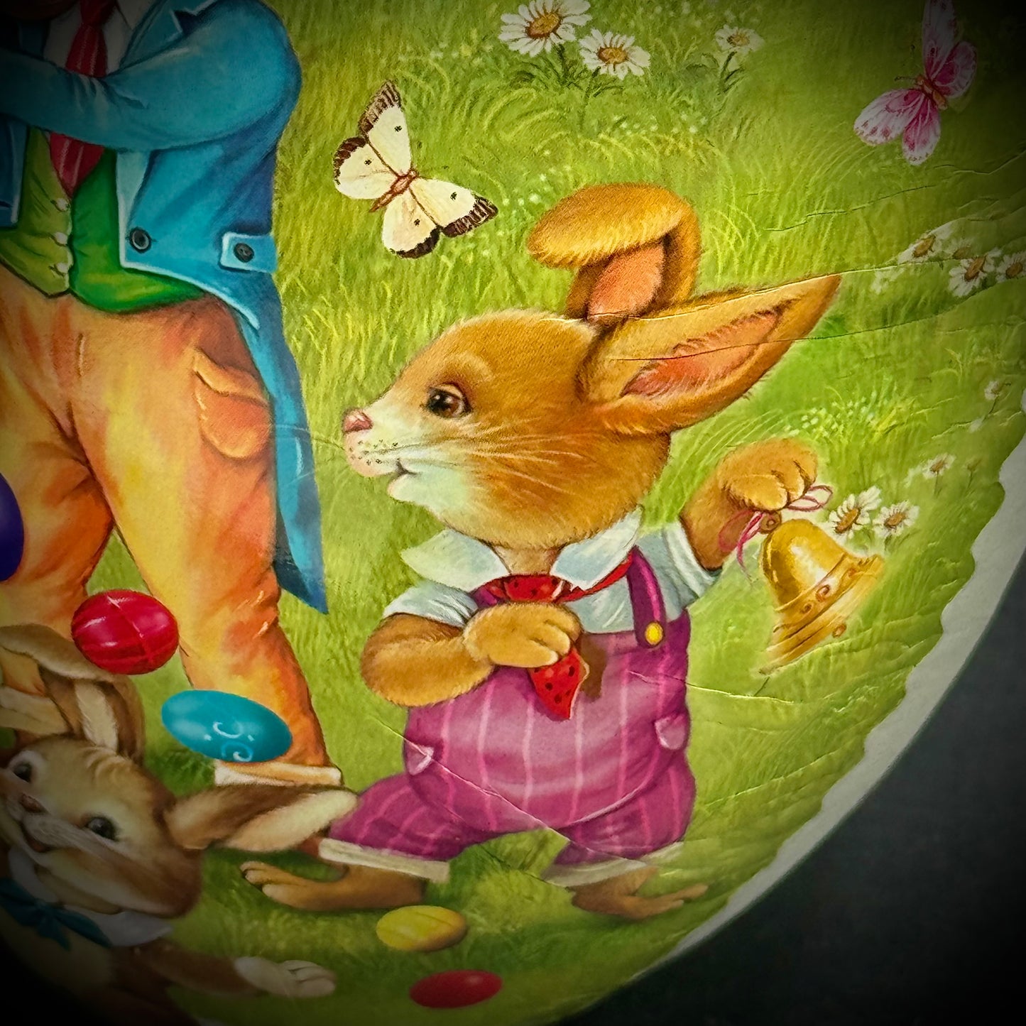 Vintage Nestler Germany Lidded Easter Egg - Whimsical Bunnies Motif