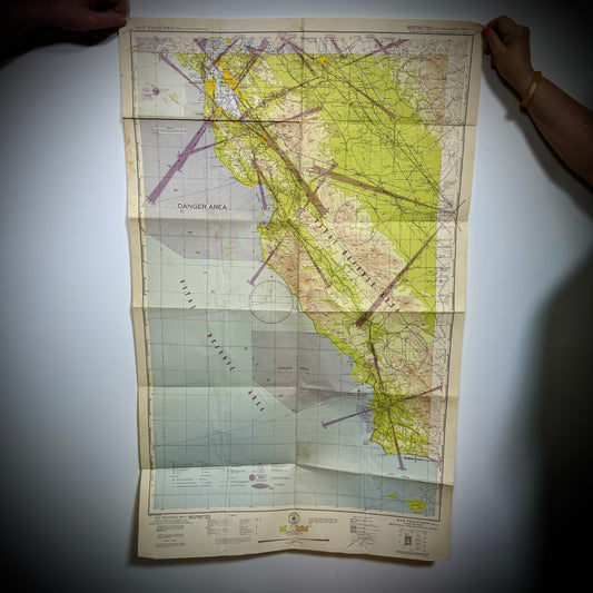 Original WWII "Jolly Roger " Bomber Group Navigation Chart "San Francisco"