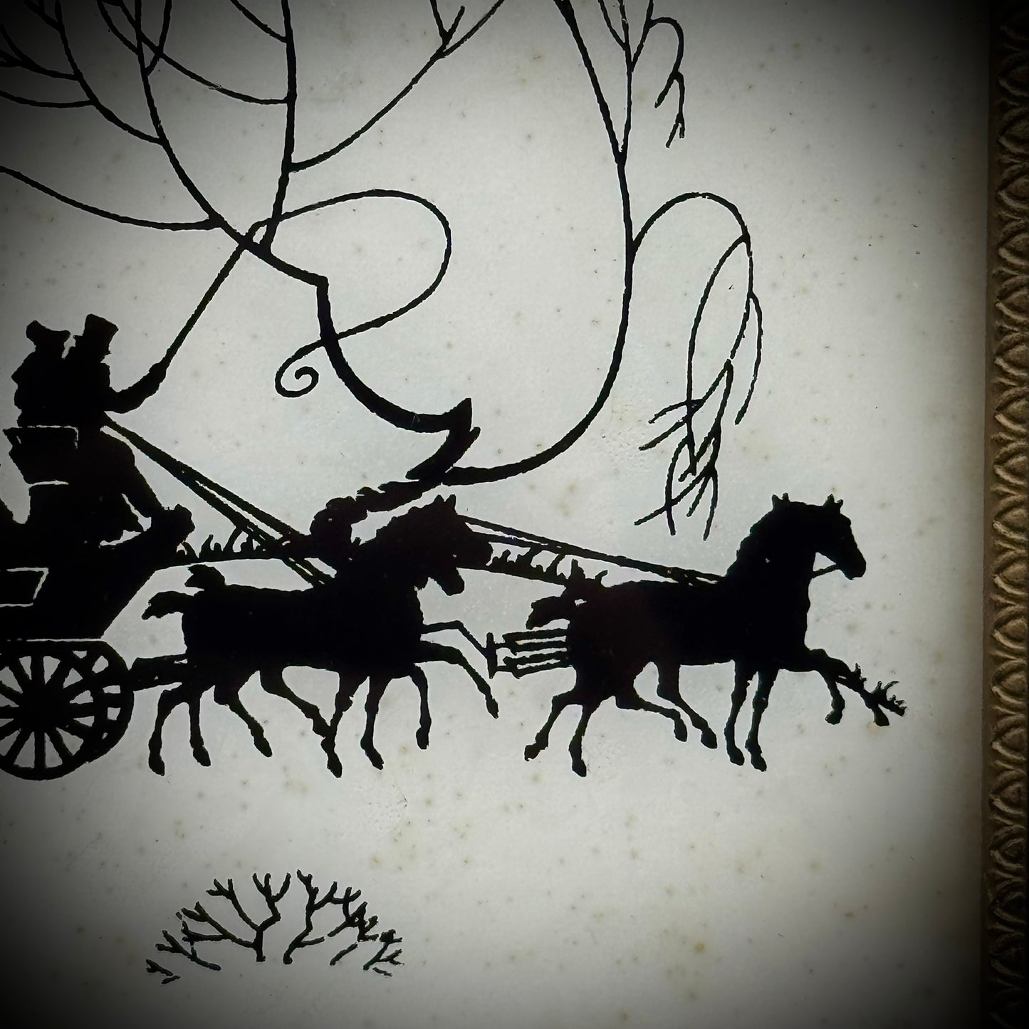 Vintage Carriage Scene Silhouette "A New Team"