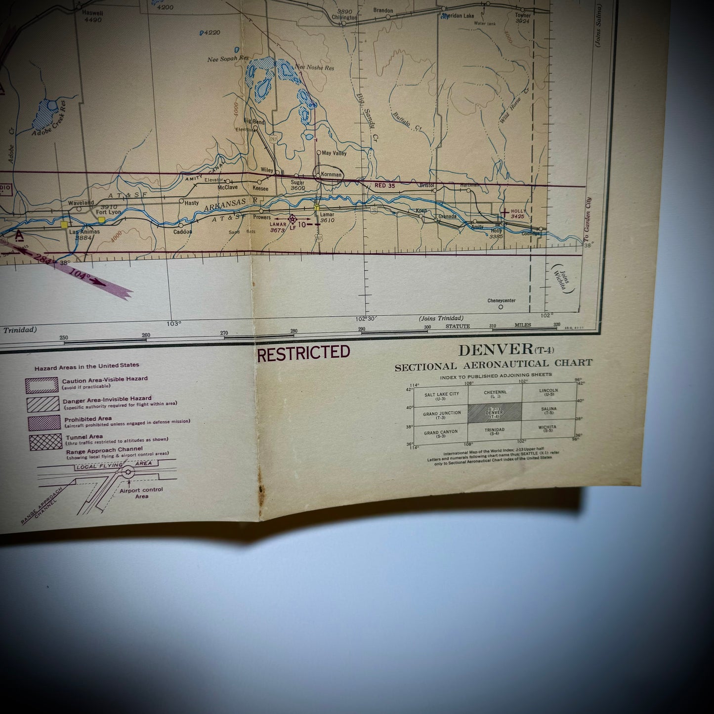 Original WWII "Jolly Roger " Bomber Group Navigation Chart "Denver"
