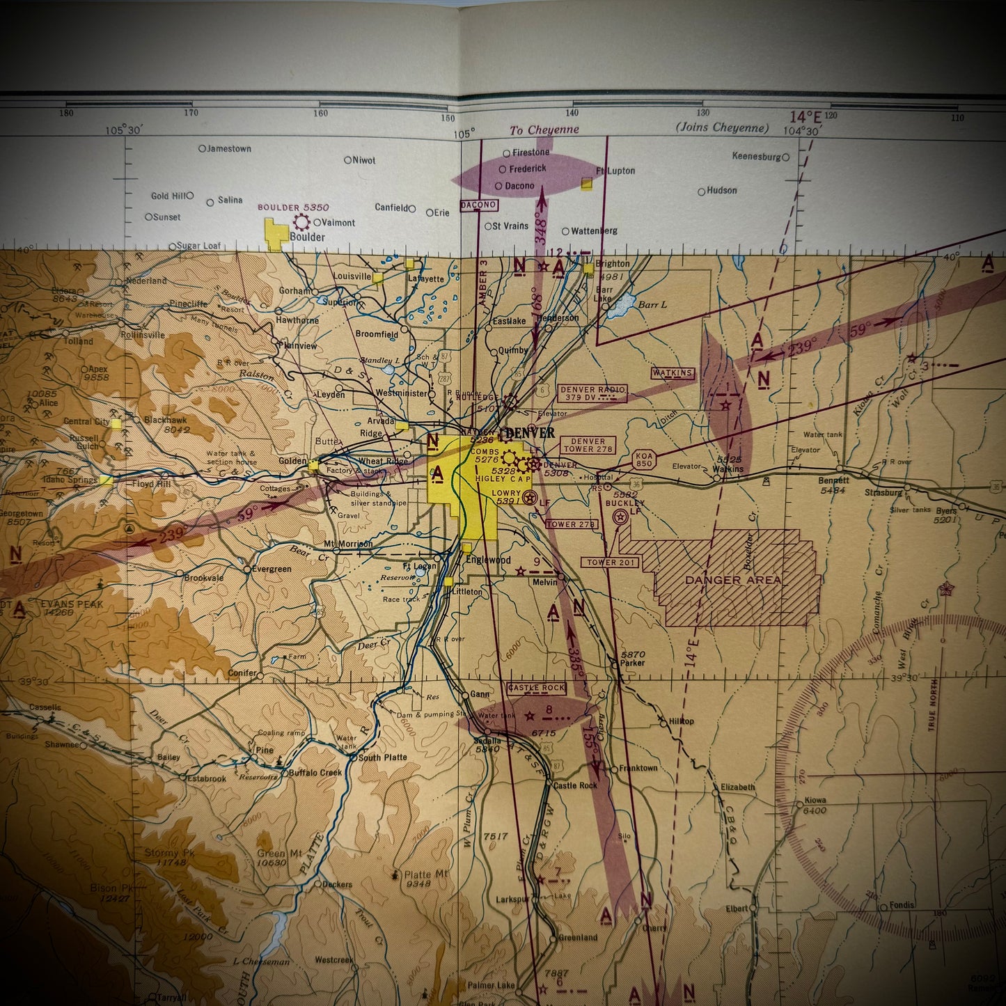 Original WWII "Jolly Roger " Bomber Group Navigation Chart "Denver"