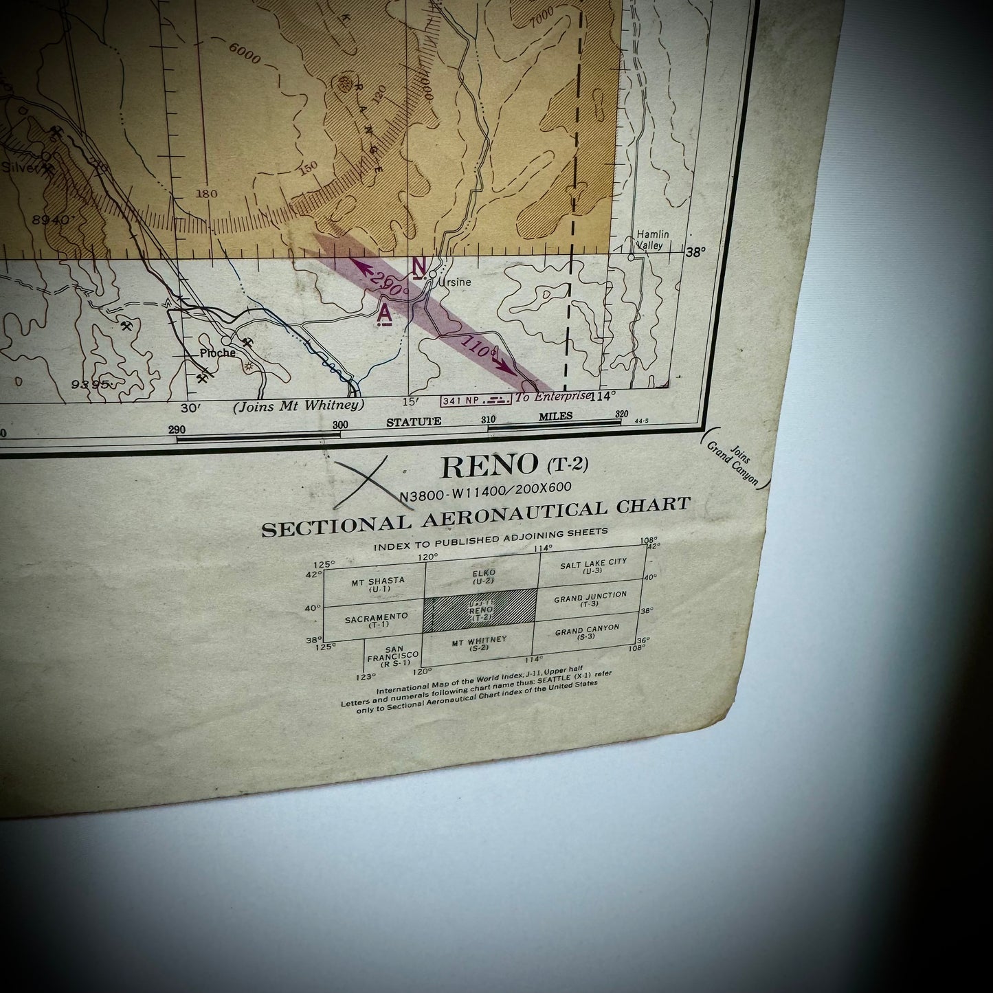 Original WWII "Jolly Roger " Bomber Group Navigation Chart "Reno"