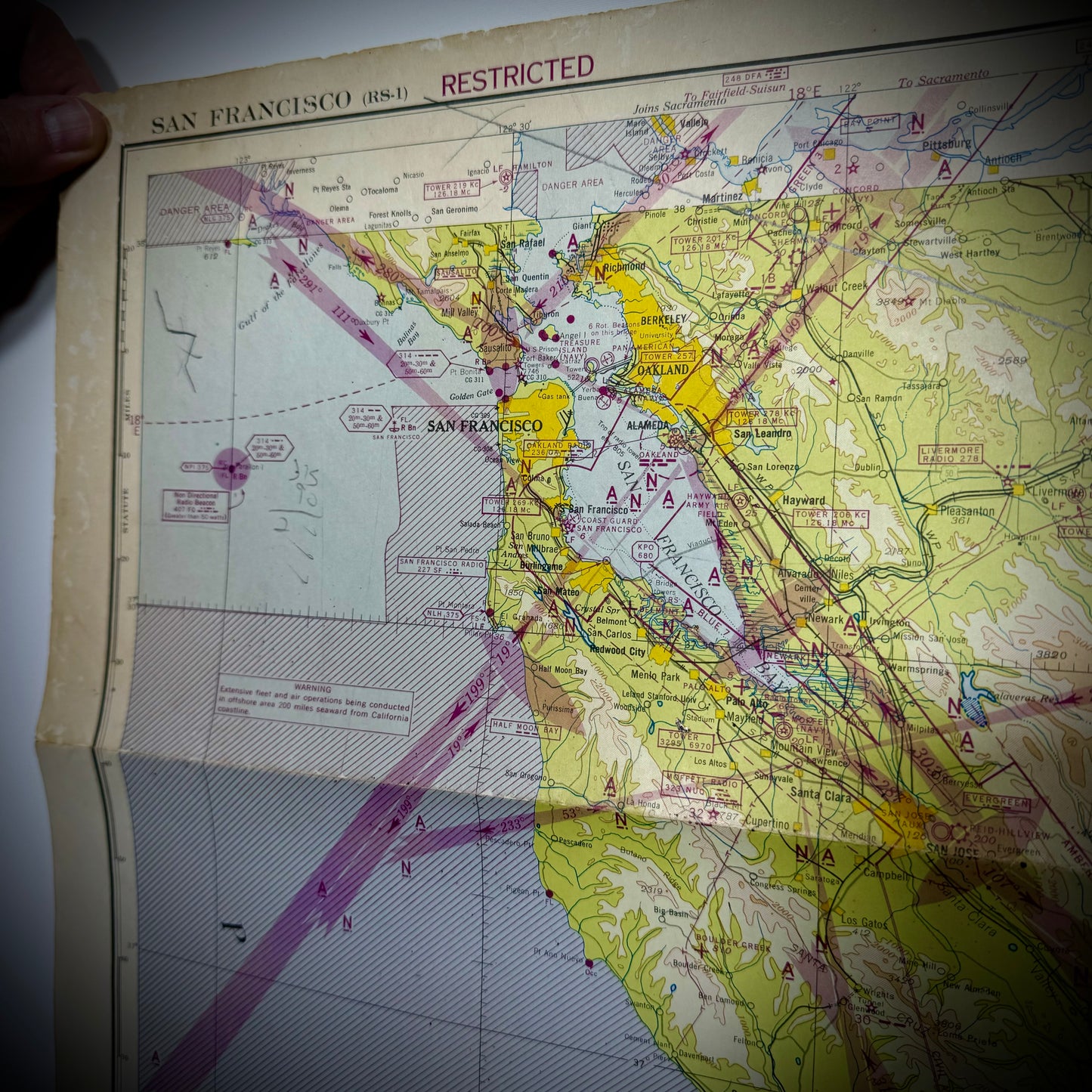 Original WWII "Jolly Roger " Bomber Group Navigation Chart "San Francisco"