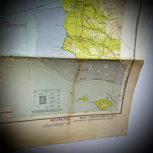 Original WWII "Jolly Roger " Bomber Group Navigation Chart "San Francisco"