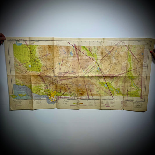 Original WWII "Jolly Roger " Bomber Group Navigation Chart "Los Angeles"