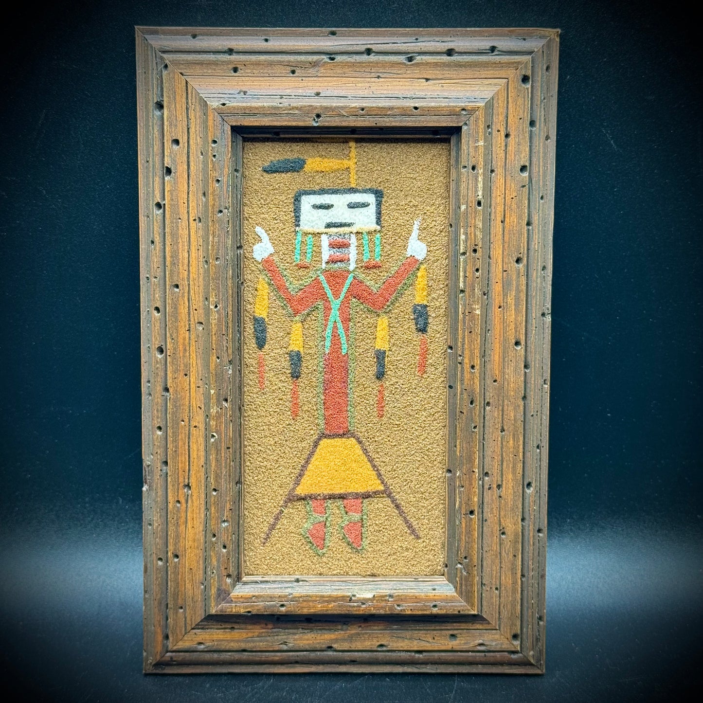 Professionally Framed Southwestern Sand Art Man