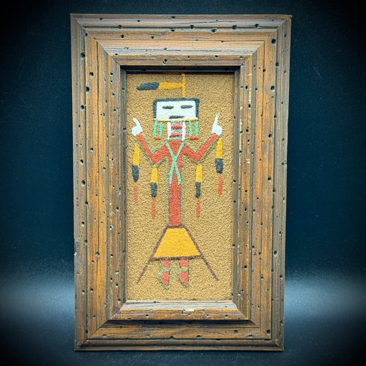 Professionally Framed Southwestern Sand Art Man