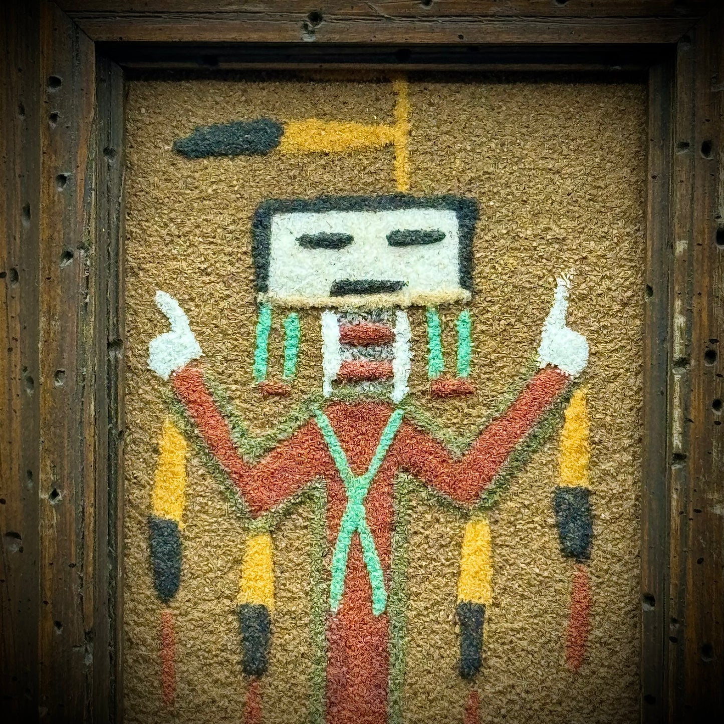 Professionally Framed Southwestern Sand Art Man