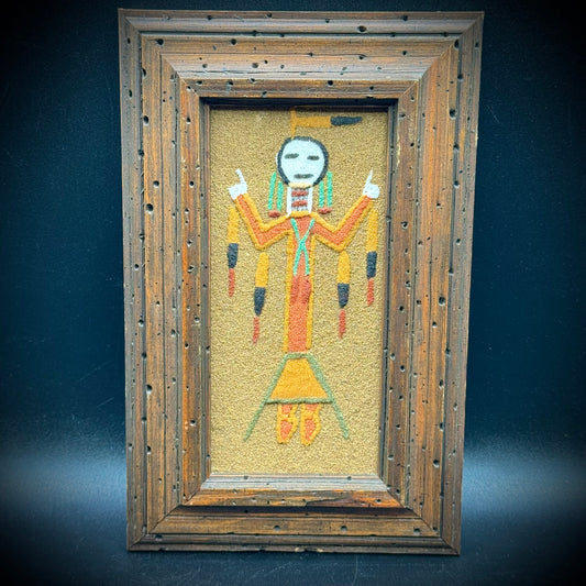 Professionally Framed Southwestern Sand Art Woman