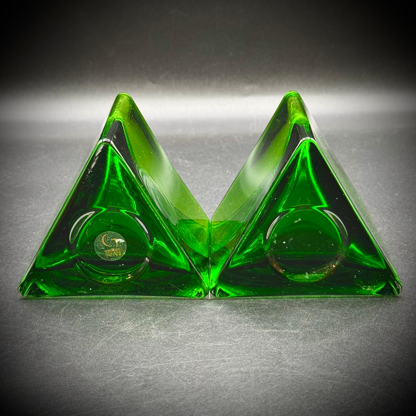 Pair of Emerald Glass Votives