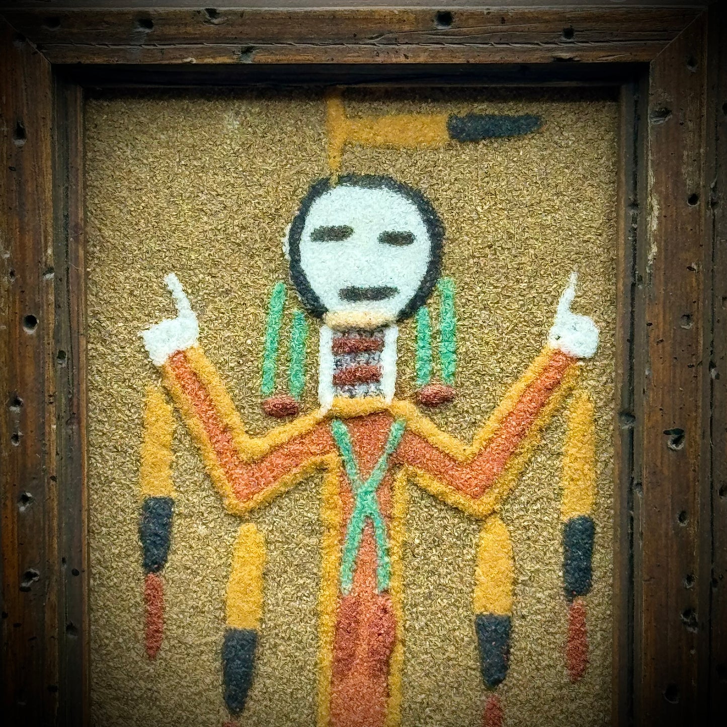 Professionally Framed Southwestern Sand Art Woman