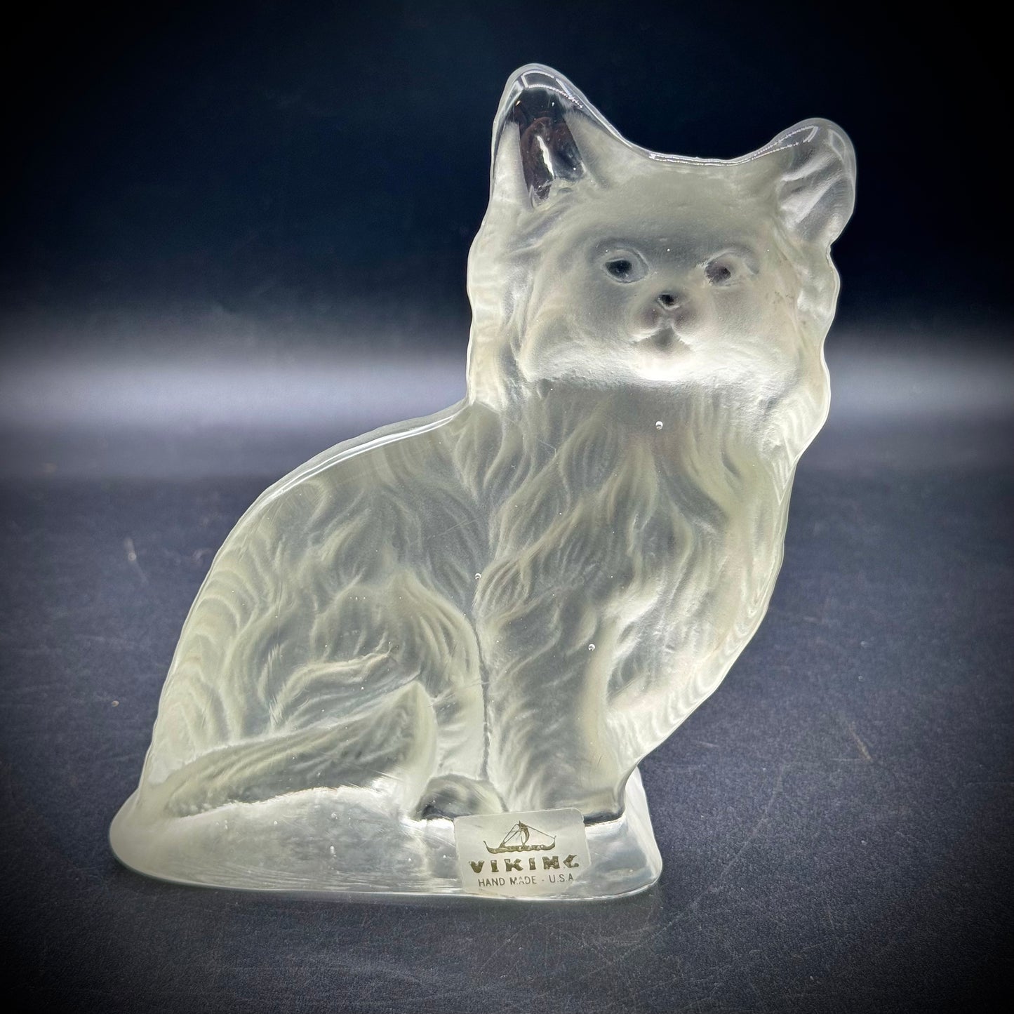 Vintage Viking Glass Cat Paperweight