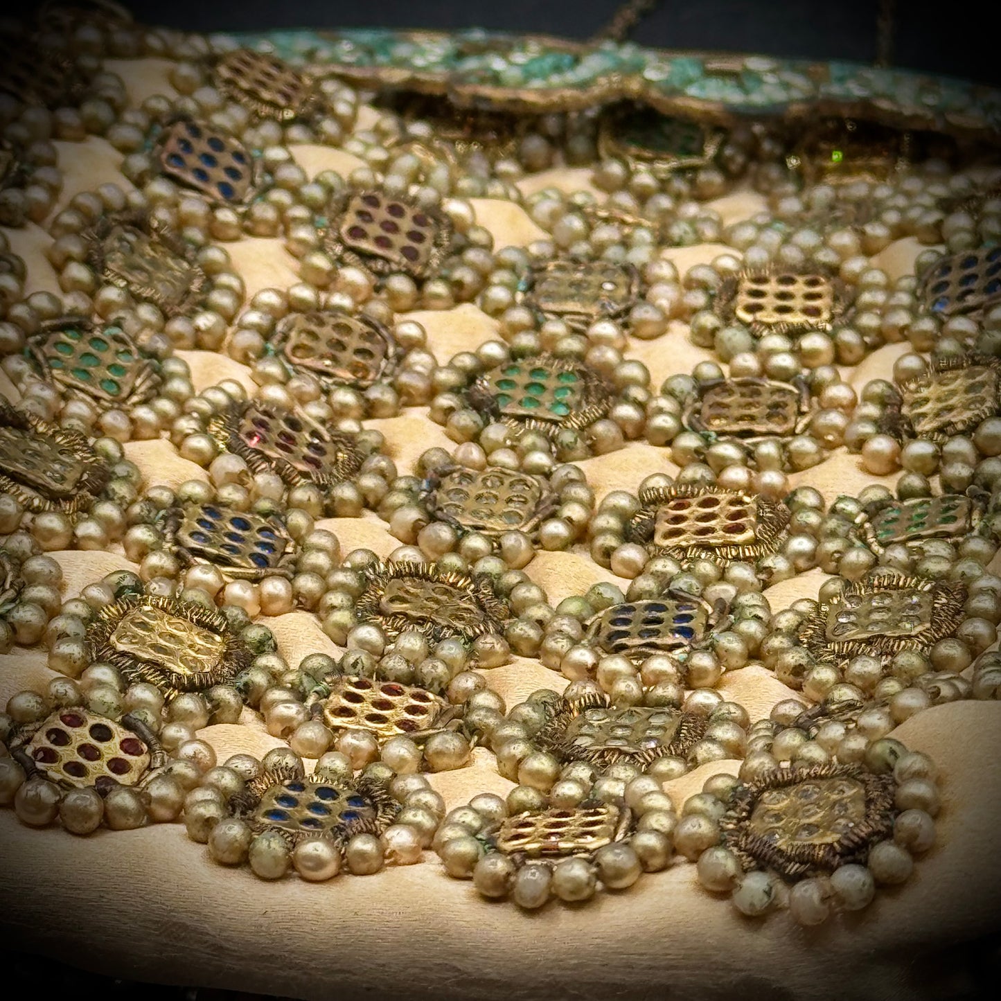 Antique Jolles Faux Pearl, Rhinestones and Beaded Purse