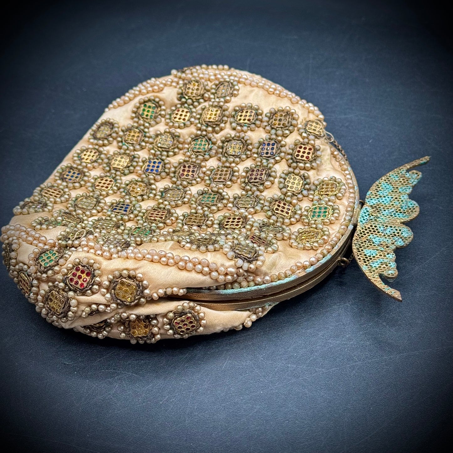 Antique Jolles Faux Pearl, Rhinestones and Beaded Purse