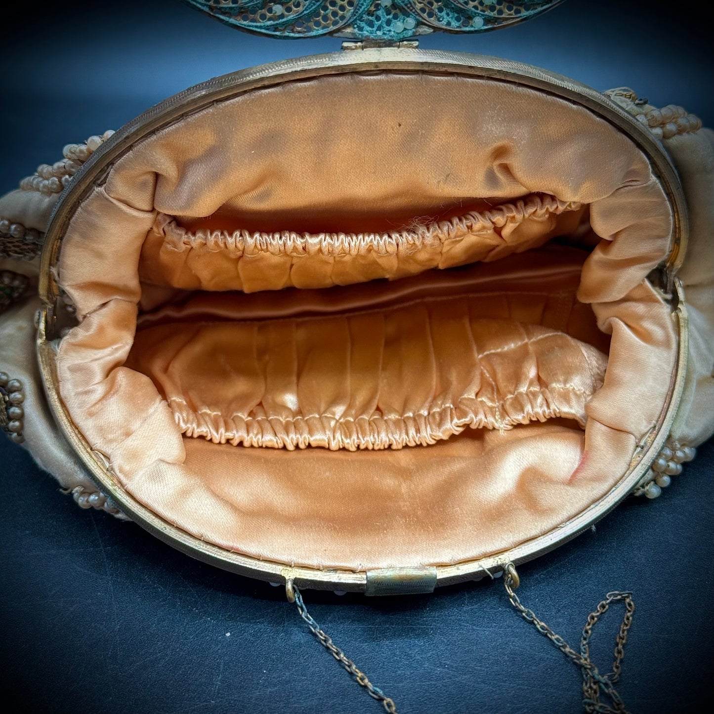Antique Jolles Faux Pearl, Rhinestones and Beaded Purse