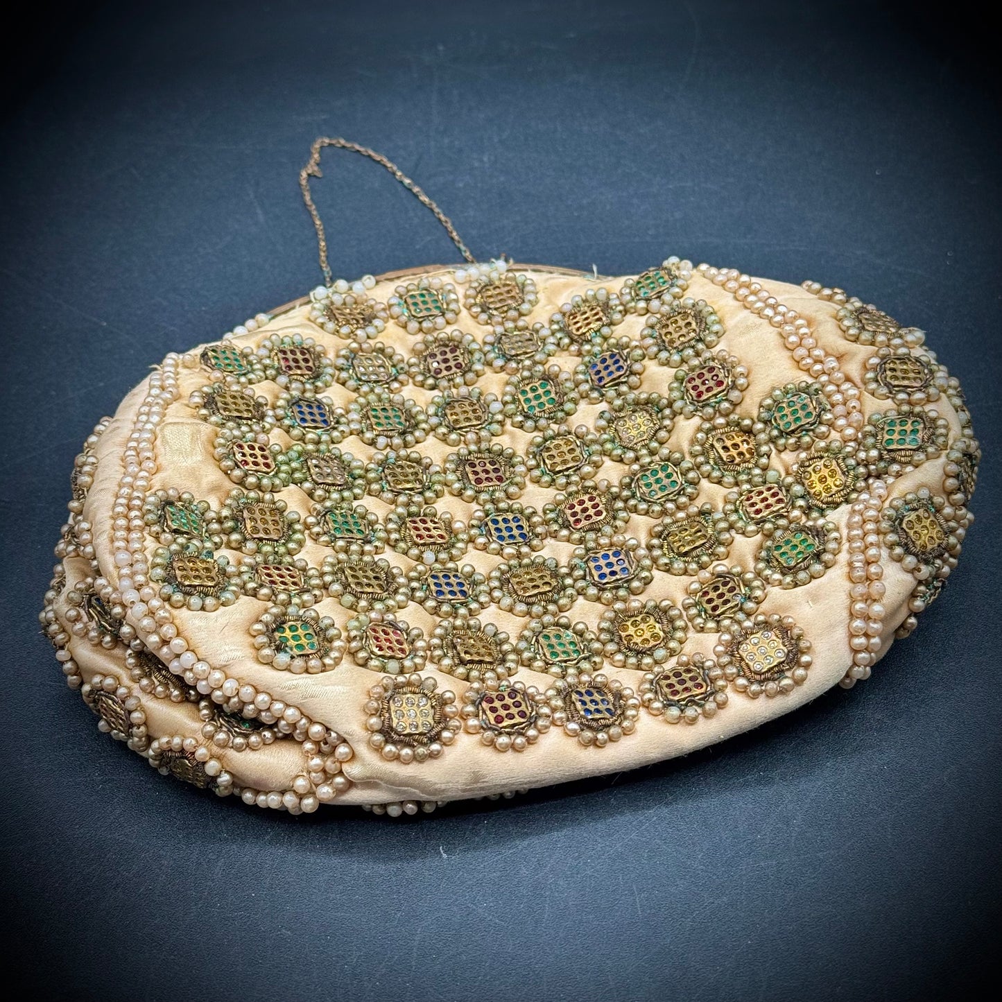 Antique Jolles Faux Pearl, Rhinestones and Beaded Purse