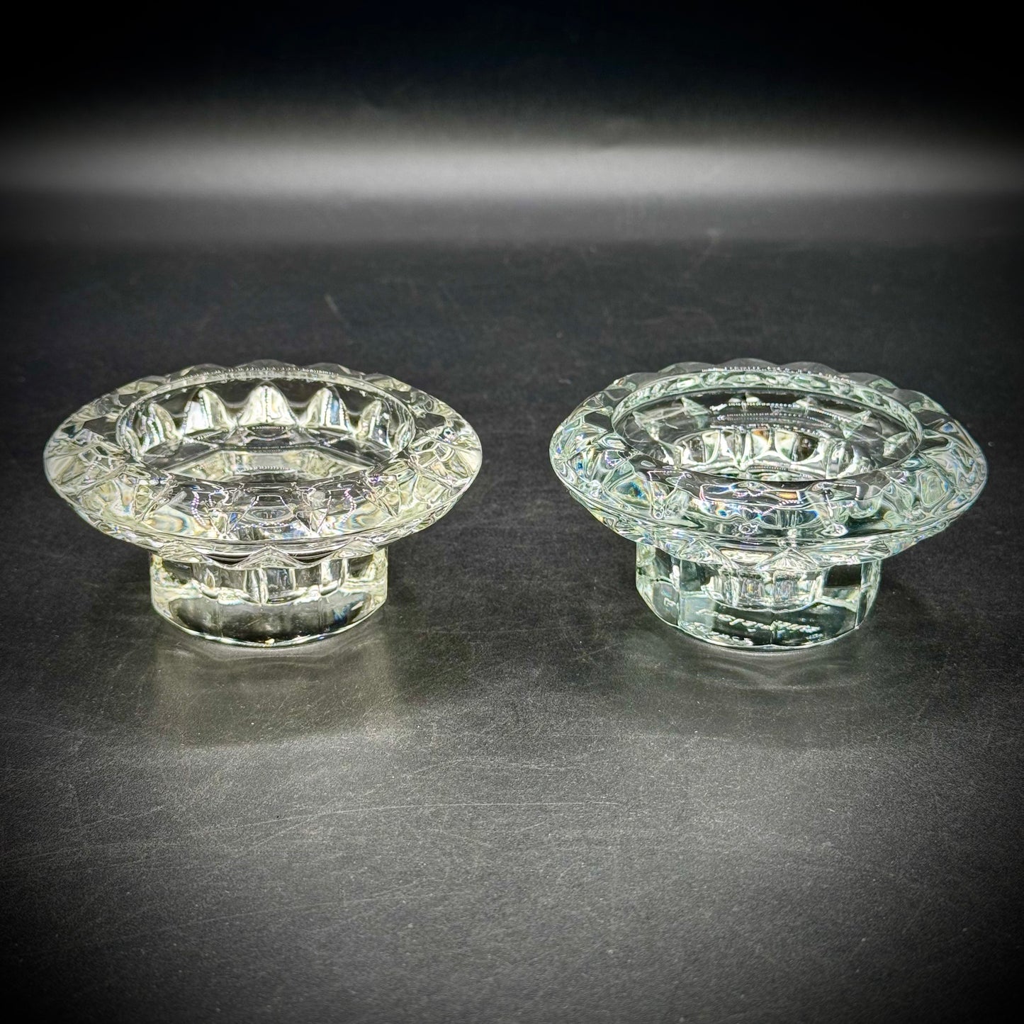 Pair of French Crystal Candle Votives
