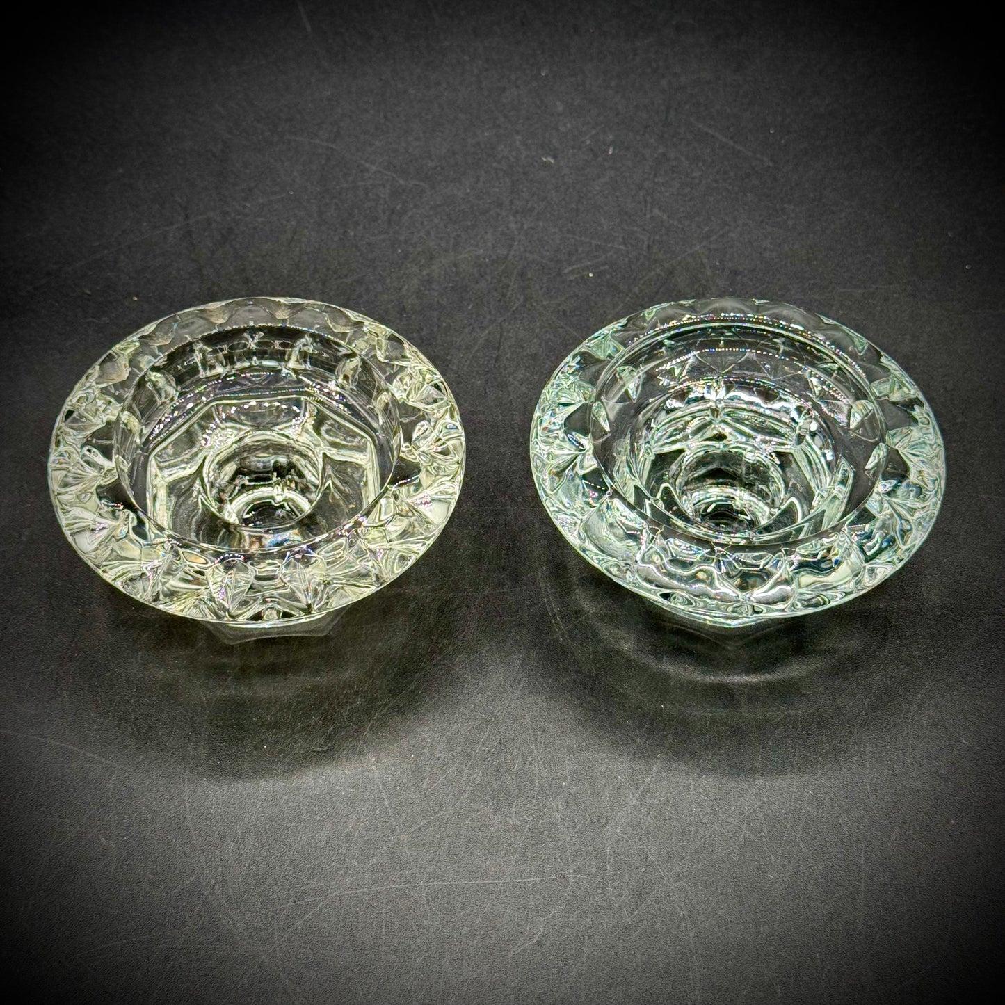 Pair of French Crystal Candle Votives